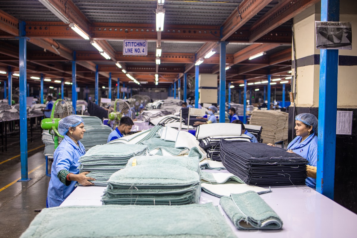 Linha de produção industrial em operação